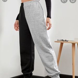 two tone black and grey sweats